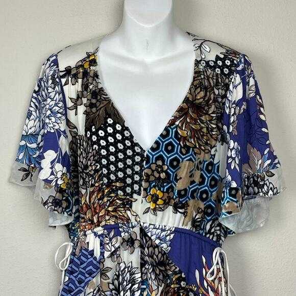 Hale Bob Maxi Dress Size M Boho Velvet Burnout Floral Festival Slit Viscos Blend - Picture 2 of 14